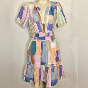 By Anthropologie Colorful Patchwork Dress Sz XS